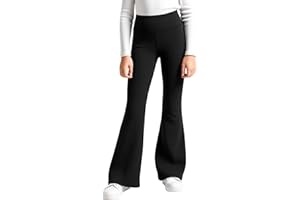 Domueay Ragazze Leggings Foderato in Pile, Termico Svasati Legging, Caldo Lunghezza Pantaloni a Zampa, Casual Elasticizzati Danza Sportivi Collant Bambini Abbigliamento 6-13 Anni