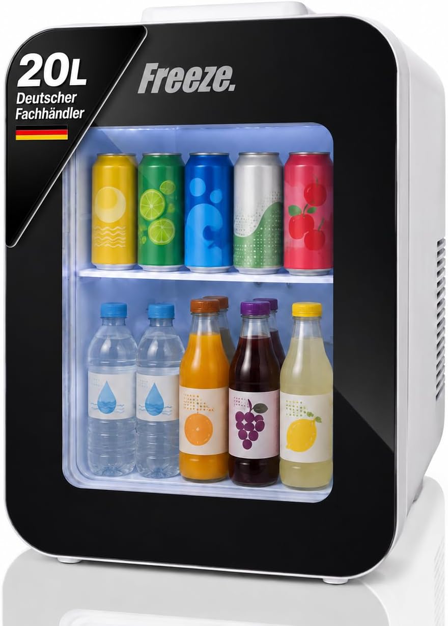 Alle Funktionen im Überblick : FREEZE twentyBW Mini-Kühlschrank 20L thermoel