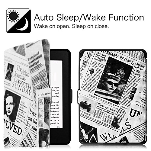 Fintie Kindle Paperwhite Hülle – Die dünnste und leichteste Smartshell Case Schutzhülle Tasche mit auto Sleep / Wake für den neuen Kindle Paperwhite 2016 (mit 300 ppi-Display, 6 Zoll, und integrierter Beleuchtung) und alle Modelle von 2012, 2013, 2014, 2015, Zeitung - 8