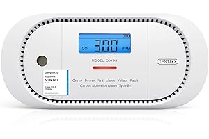 X-Sense Carbon Monoxide Detector Alarm with Digital LCD Display, CO Detector Alarm with 5-Year Replaceable Battery and Peak Value Memory, XC01-R