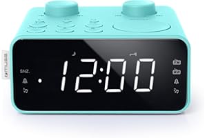 Muse M17CB. Radio Reloj Alarma Dual PLL. Pantalla 0,9 Pulgadas LED Blanco con dimmer y función 24Hr. Sintonizador Digital FM/MW PLL 6 presintonias (3FM + 3MW). Despertador por Radio o Buzzer.