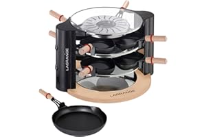 LAGRANGE, Appareil à raclette 8 personnes, Fabrication française, Poêlon à reblochonnade, Repose poêlons, 2 niveaux de cuisson, 2x450 W, Raclette Evolution®, 149011