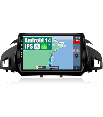 YUNTX [6GB 128GB] Android 15 2 Din Autoradio for Ford Kuga Escape C-max 2013-2017-[Ingebouwd CarPlay/Android auto/DSP/GPS]-9 Duim IPS Touch screen-CAM MIC-DAB/Stuurbediening/Bluetooth 5.0