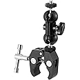 SHOPEE Double Ballhead Ball Head Magic Arm Camera Clamp Mount Monitor Mount Bracket with Super Clamp with 1/4" and 3/8" Thread for DSLR Camera Rig, LCD Monitor, LED Flash Lights