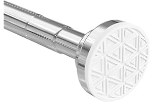 Asta telescopica Foeska Siler 50-130cm asta per tenda doccia in acciaio inossidabile senza perforazione asta appendiabiti estensibile regolabile ruotando (argentato, 50-130cm)