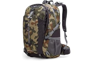 YTL Wasserdichter Wanderrucksack für Herren Damen 40L leichte Outdoor-Tasche Rucksack geeignet für Reisen und Camping ，Tarnung（misst 21,3 x 13,8 x 9,1 Zoll）