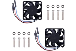 GeeekPi 2PCS Raspberry Pi Lüfter mit einstellbarer Geschwindigkeit, Raspberry Pi PWM Lüfter, Raspberry Pi Lüfter Drehzahlregelung 40mm Lüfter DC 5V Leiser Kühler Kühler für Raspberry Pi Range(Schwarz)