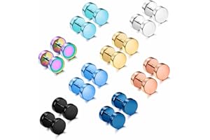 Diamday 8/16 Paires Boucles d'oreilles à Pois pour Hommes Femmes Boucles d'oreilles en Acier Chirurgical Dos Plat Boucles d'oreilles Ronde Piercing Oreille Piercing Tunnel Boucles d'oreille