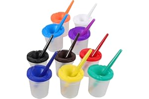 Gadpiparty 10pcs Wasserbecher für Pinsel Schule, Pinselbecher Mit Deckel, Kunststoff Stiftwascheimer Und Farbmischbecher FüR Pinselreinigung Tragbar Und Multifunktional