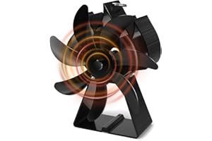 Fwiull Wentylator kominkowy na drewno, 7-łopatkowy wentylator kominkowy, cichy