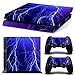 Produktbild Stillshine PS4 Skin Aufkleber Sticker Folie schützende Haut Schale für Sony Playstation 4 Konsole und 2 Controller (Blau Blitz)