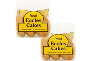WOODZYCO Traditional Eccles Cakes from Lancashire – 2 Packs of 4 (8 Total) | Rich Buttery Pastry with Fruity Currant Filling | Classic British Snack | Individually Wrapped | Great for Tea, Travel & On-the-Go