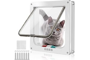 WeeGoo Large Cat Flap (OD 25 x 23.5 cm) Lockable Cat Flaps Pet Door for Cats and Small Dogs, 4Way Locking Dog Flap Doors for Interior Exterior, Easy Fitting Weatherproof Silent (White)