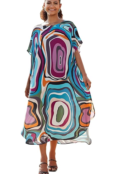 YouKD Lange kaftan voor vrouwen, maxi-jurk, Bohemian stijl, bedekking
