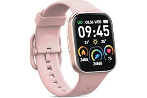 JUGEMAN Smartwatch Donna, Orologio Fitness 1.69'' HD Smart Watch, 25 Sportive Activity Fitness Tracker, Sonno Cardiofrequenzimetro, IP68 Impermeabile/Contapassi/Cronometro/Notifiche Messaggi Android iOS, Rosa