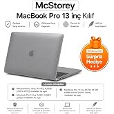 McStorey MacBook Pro 13 Kristal Şeffaf Kılıf A1706 A1708 A1989 A2159 A2251 A2289 A2338 M1 M2 Uyumlu Parmak İzi Bırakmaz İnce 