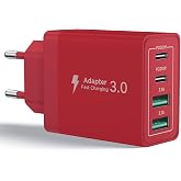 Aioneus USB C Charger, 40W 4 Ports USB Plug iPhone Charger Fast Charging with Dual Type C and USB A Multiple Adapter for iPho