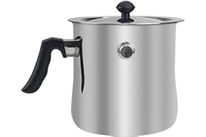 PORFOYO Brocca Per Late In Aciaio Inx,1,5 l Bricco Per latte In Acciaio Inox Con Manico E Coperchio,Bricco Latte Acciaio Inox Per Gas,Elettrico,Induzione,Cucina