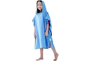 jooeer Surf Poncho Towel for Kids Microfibre Hooded Changing Beach Towel Dress for Boys Girls Pool Swimming Camping Travelling Bathing, Quick Dry, Lightweight