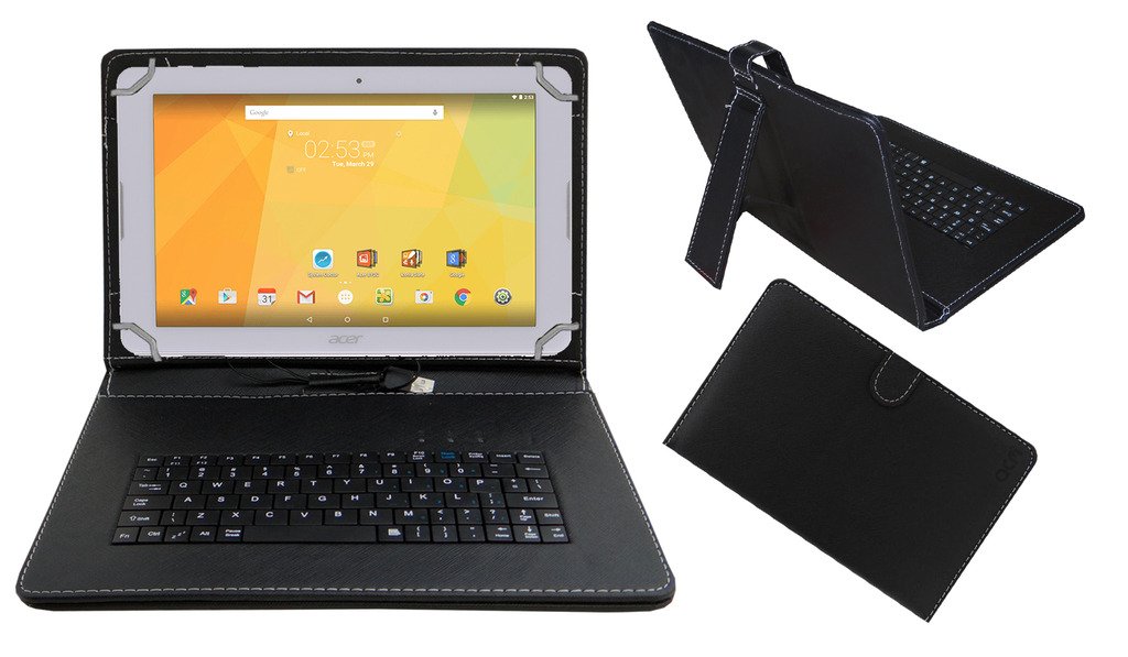 Acm USB Keyboard Case Compatible with Acer Iconia One 10 Tablet Cover Stand Study Gaming Direct Plug & Play - Black