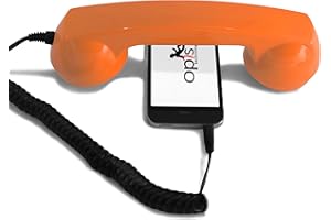 OPIS TECHNOLOGY Opis 60s Micro - Combine Telephone Portable/Combiné Téléphone Rétro/Casque Audio en Forme combiné téléphonique pour Les Smartphones Android, Tablettes, Ordinateurs Portables, etc. (Orange)
