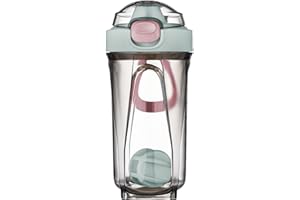 Mecmbj shaker proteine, shaker palestra, shaker proteine da 500 ml con sfera frullatore, shackers proteine con coperchio a tenuta stagna e maniglia per frullati in polvere e cremosi (blu)