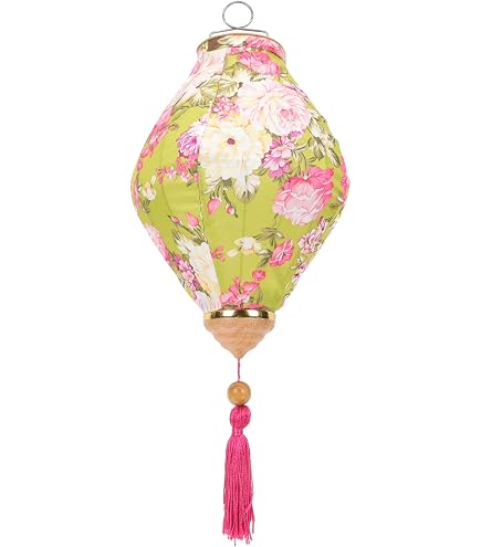 Produktbild von Gadpiparty Vietnamesische Laterne Aus Seide, Oval, Mit Blumen