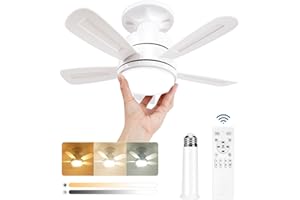 ‎VARICART VARICART Ventilator Deckenleuchte,LED Deckenventilator mit Beleuchtung, 3 Farben 3000K–6000K, Lampe mit Ventilator 6 Geschwindigkeit, 1200 Lumen, Fernbedienung Leise Dimmbar Deckenlampe mit Ventilator