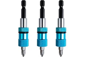 ZLFCYPHERIA 3 piezas Brocas Magnéticas de Cambio Rápido, con Soporte de Puntas para Destornillador Inalámbrico y Taladro Manual, vástago hexagonal de 1/4 pulgadas, Herramientas Pladur (Azul)