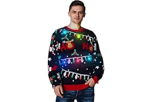 OFF THE RACK Sweter męski Unisex LED Light Up Ugly Christmas Jumper Sweater For Men & Women