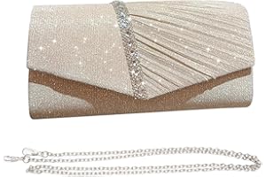 KBRPEY Damen Clutch Elegant Glitzer Abendtasche mit Kette Brauttasche Umschlag Taschen aus Strass Umhängetaschen für Hochzeit Party Freizeittermin Hochzeit Party Bankett Urlaub