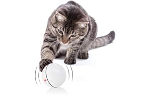 YOUTHINK Interaktywna piłka z kotem z lampką LED ładowana przez USB najnowsza aktualizowana 360 stopni samoobracająca się piłka dla kota zabawna rozrywka ćwiczenie prezent (biała kulka zabawkowa)