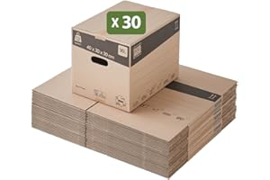 Pack and Move - Lot de 30 cartons déménagement livres avec poignées + 1 adhésif GRATUIT