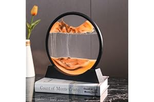 E-feilai Sandbild Zum Drehen, Dynamisches Sandbild, 3D Fließende Sandkunst,Bewegende Sandkunst, Sandbilder Rund, 3D Fließende Sandmalerei für Erwachsene (Orange, 7")