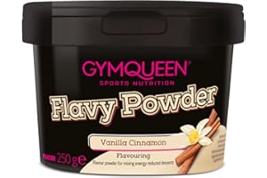 GymQueen Flavy Powder 250g, Geschmackspulver Vanille-Zimt, kalorienarm, Flavour Powder zum Süßen, Backen und Verfeinern von Lebensmitteln, reich an Ballaststoffen