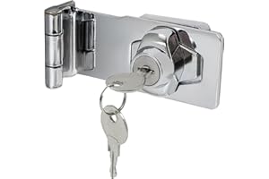 OHLING Keyed Hasp Lock 90 Degrees Right Angle Lock Hasp Twist Knob Keyed Locking Hasp Shed Locks Safety Door Clasp Door Bolt Heavy Duty Latch Buckle Small Hasp with Padlock Key and Screw for Cupboard(3 Inch)