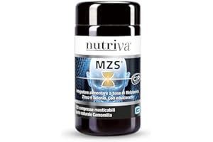 NUTRIVA MZS, Integratore Alimentare Melatonina, Zinco, Selenio, Utile per Dormire, Rilassamento e Benessere Mentale, 1mg di Melatonina, per Vegetariani 120 Compresse Masticabili