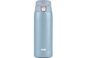 ‎EMSA Emsa N21518 Travel Mug Light Isolierbecher | Fassungsvermögen: 0,4 L | extra-schlankes Format | Leichtgewicht | Edelstahl | Klappverschlusssystem | 100% dicht | 8h heiß/16h kalt | BPA-Frei | Eisblau