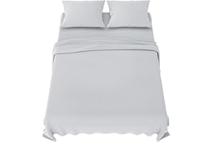 Dreamzie Sabanas Cama 160 - Juego Sábanas 4 Piezas - Sábanas Bajera Ajustable - Encimera - 2 Funda de Almohada 50x80 (Cama 160-160x190/200 cm, Gris Claro)