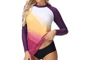VAYAGER Damen Rashguard UV-Schutz Shirt Langarm UPF 50+ Schwimmshirt für Wasser Strand Surfen Schwimmen Schnelltrocknend