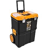 Super Bag &Ccedil;ift Katlı Tekerlekli Takım &Ccedil;antası, &Ccedil;ekilebilir Saplı Mod&uuml;ler Alet Kutusu, &Uuml;st Organizer B&ouml;lmeli, B&uuml;y&uuml;k Hacimli De