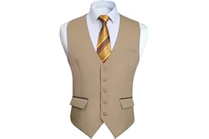 HISDERN Gilet da Uomo Formale Elegante Casual Gilet da Abito in Cotone per Nozze Festa Attività Panciotto Uomo Vest