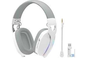 ATTACK SHARK L90 Ultraleichtes Kabelloses Gaming-Headset, BT, 2.4G, 3.5mm, RGB Faltbar, 7.1 Surround Sound Over-Ear Kopfhörer mit Abnehmbarem Geräuschunterdrückendem Mikrofon, für PC, Mobil - Weiß