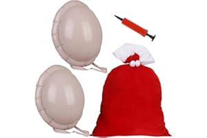 Acewen 2 Pack Santa Big Belly Inflatable & Large Santa Bag with a Hand Pump, Fake Belly Santa Claus Beer Belly Inflatable Belly Cosplay Props Pregnant Woman Fake Belly