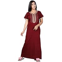 Bailey sells Women's Cotton Solid Maxi Nightgown (BAILEY1347_Maroon_Free Size)
