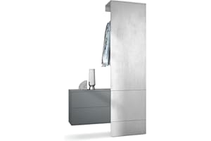 Vladon Carlton Hallway Set 2, Hallway Storage Set with 1 Coat Rack Panel, 1 Chest of Drawers, anthracite matt/concrete grey oxide (105 x 193 x 35 cm)