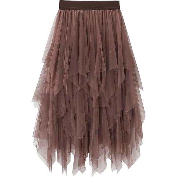 WERFORU Dames tule rok elastische taille midi rok high low gelaagd puffy fee rok tutu rok voor carnaval party, H-geel, XL