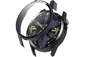 Miimall Etui kompatybilne z Huawei Watch GT 3 42 mm osłona ekranu ze szkła hartowanego, ultracienki twardy PC, odporna na wstrząsy, uniwersalna obudowa ochronna do Huawei Watch GT 3 42 mm, niebieskie