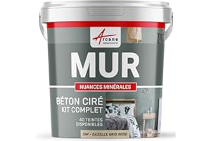 Béton Ciré Mur - Kit complet 40 couleurs avec primaire et finition 5 m² - Mate - Gazelle Gris Rose - ARCANE INDUSTRIES