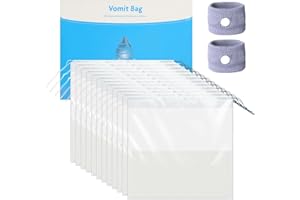 KASURE 12 Sacs à Vomi 1500ml + 2 Bracelets Anti-Mal des Transports,Poche Anti-Nausées Haute Capacité,sac vomissement voiture,Gel Super Absorbant, Idéal Voyage Avion Voiture Bateau
